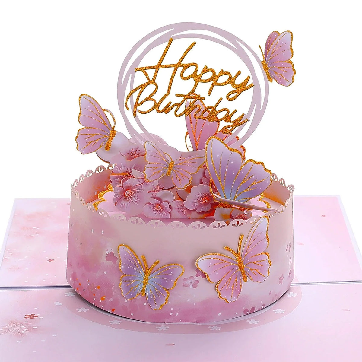 3D Pop-Up Birthday Card – Sakura & Butterfly Floral Design Pop-Up Greeting Card Babs