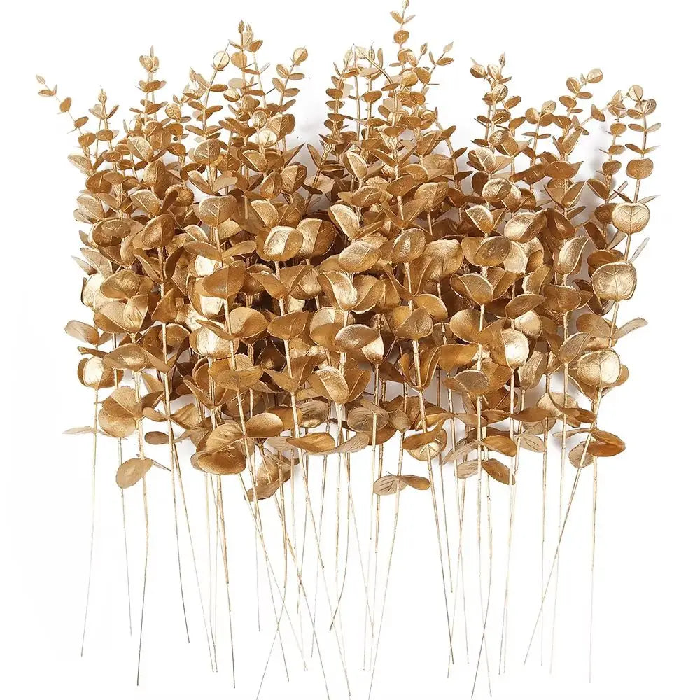 Artificial Eucalyptus Stems 10/20 Pcs – Fake Plant Decor Artificial Plant Stems Babs Gold 10pcs