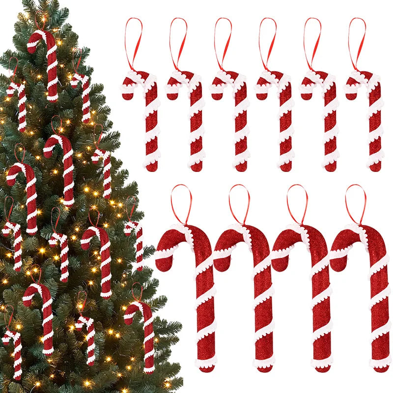 Candy Cane Christmas Tree Ornaments – Red & White Pendants Christmas Tree Ornaments Babs