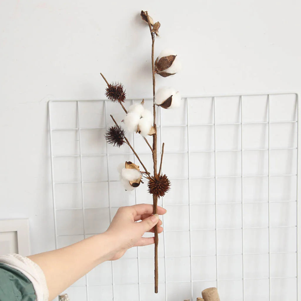 Artificial Cotton Branch Stems 4 Heads 49cm – Floral Decor Artificial Flower Stem Babs