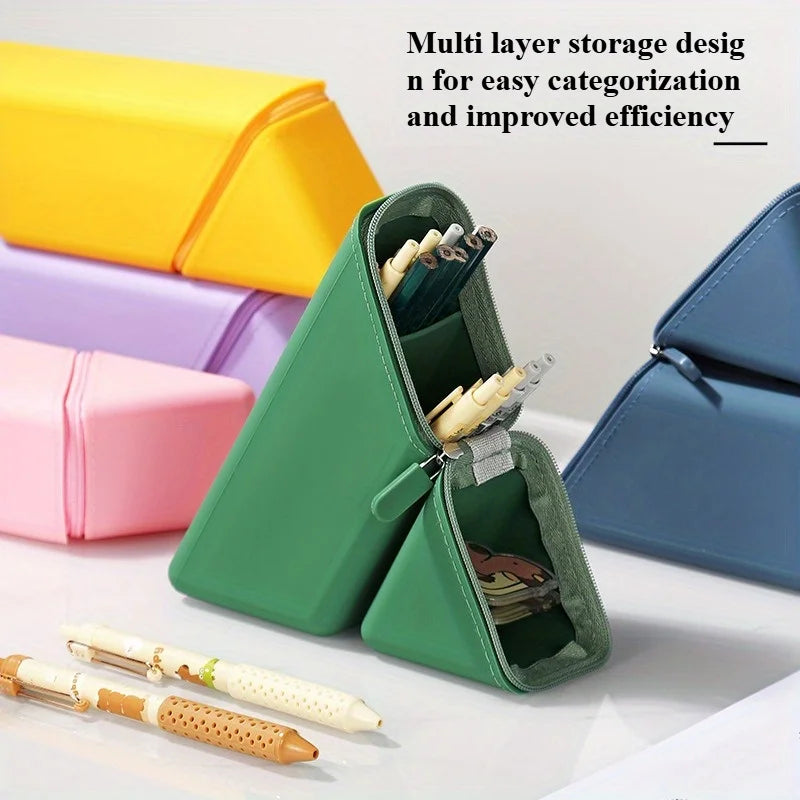 Aesthetic Zipper Pencil Case with Hidden Pocket | Silicone Pencil Case Babs