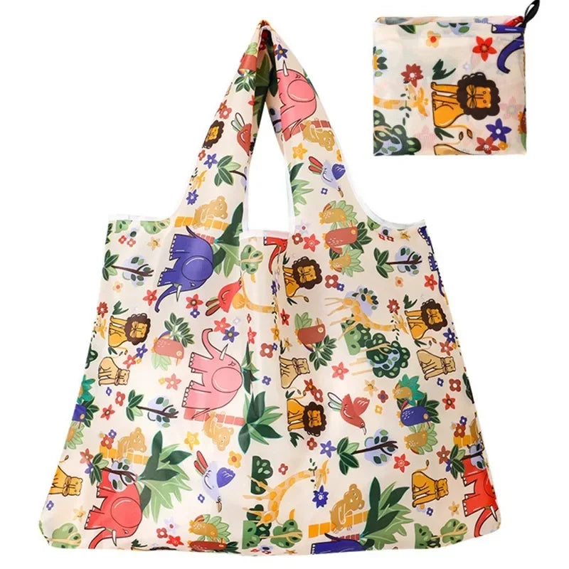 Reusable Foldable Grocery Tote Bag – Large Washable Shopping Bag Reusable Shopping Tote Babs Animal Kingdom