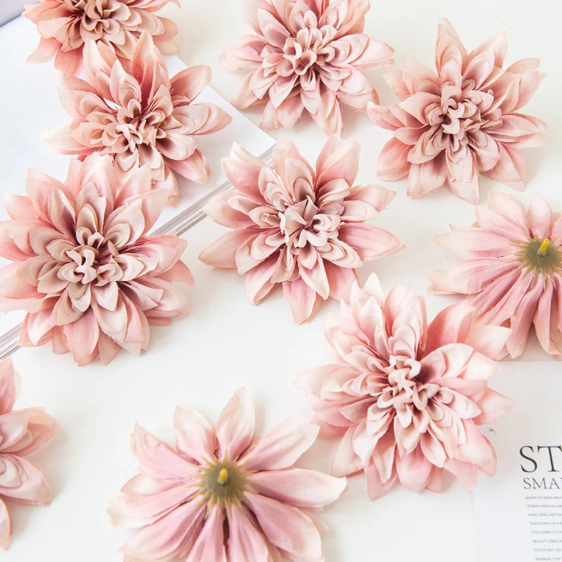 Silk Rose Dahlia Flower Heads for Wedding & DIY Decor Artificial Silk Flowers Babs color 7 15 pcs