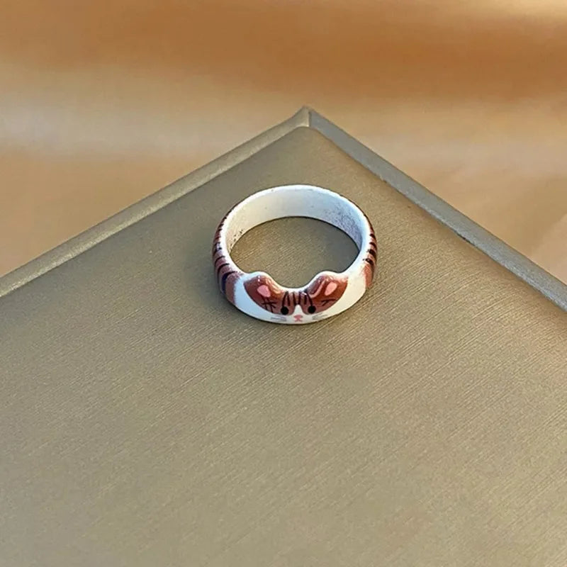 Cute Cartoon Cat Clay Ring – Versatile Animal Ring for Women Fashion Ring Babs