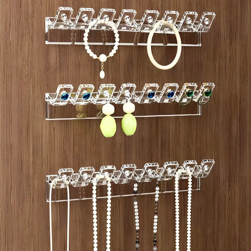 Wall Acrylic Necklace Holder – 8-Hook Jewelry Organizer (3/6 Pcs) Jewelry Wall Organizer Babs