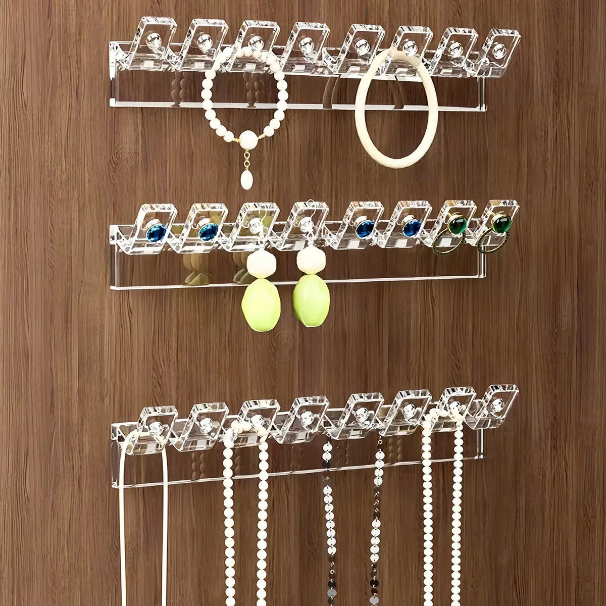 Wall Acrylic Necklace Holder – 8-Hook Jewelry Organizer (3/6 Pcs) Jewelry Wall Organizer Babs