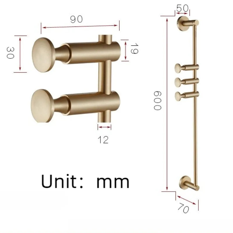 Wall Mounted Brass Coat Rack – 6-Hook Adjustable Metal Hanger Wall Coat Rack Babs