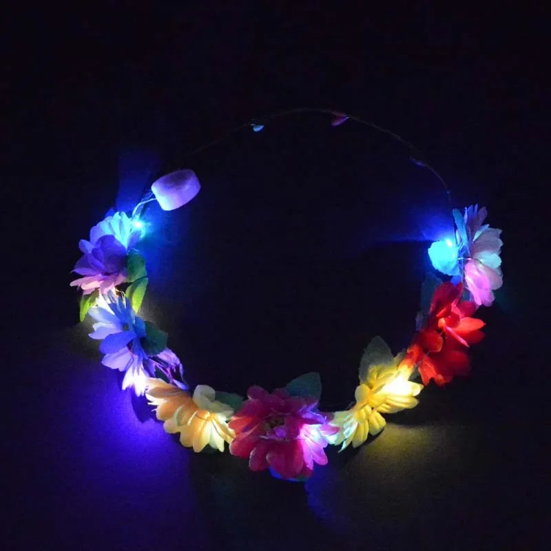 LED Glow Rose Flower Headband – Princess Party Wreath Hair Accessory LED Party Headband Babs