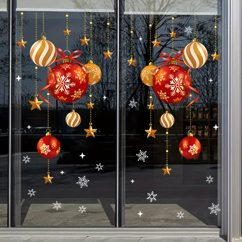 Christmas Window Stickers – Balls, Stars & Snowflakes | 2 Sheets Holiday Window Stickers Babs