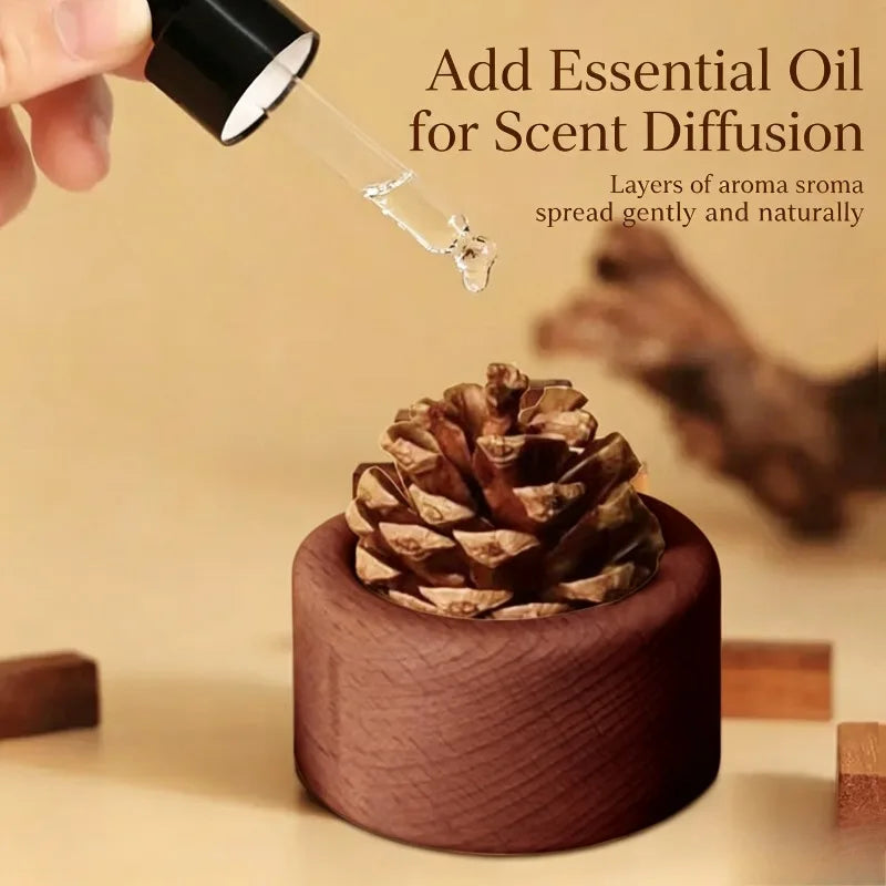 Pine Cone Wood Essential Oil Diffuser – No-Fire Aroma Decor Wood Aroma Diffuser Babs