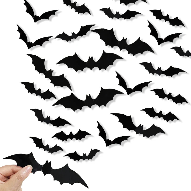 3D Black Bat Wall Stickers Halloween Decals – 12 to 120 Pcs Halloween Wall Decals Babs