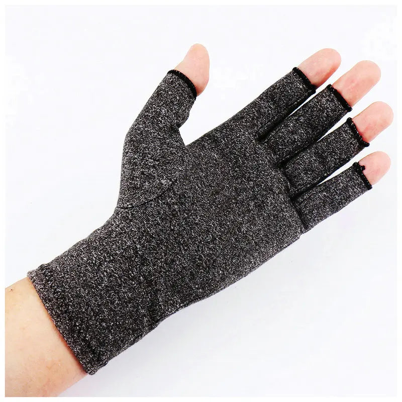 Fingerless Compression Gloves – Unisex Black Knit Sport Gloves Compression Gloves Babs