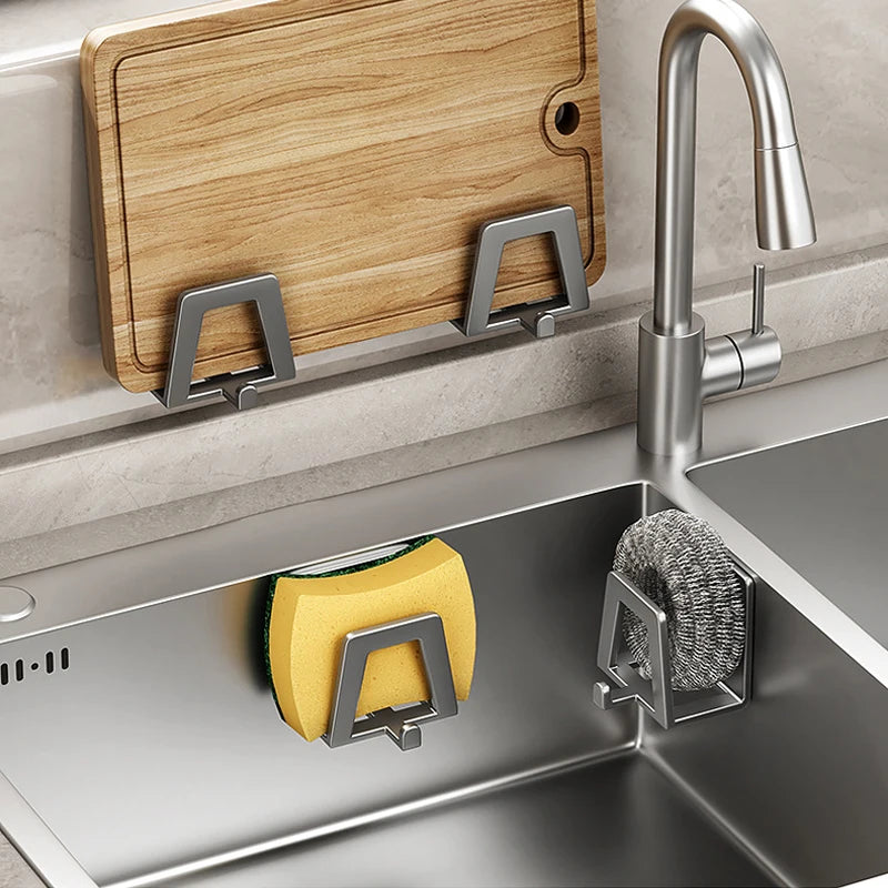 Stainless Steel Self-Adhesive Sponge Holder & Sink Rack Kitchen Sink Organizer Babs