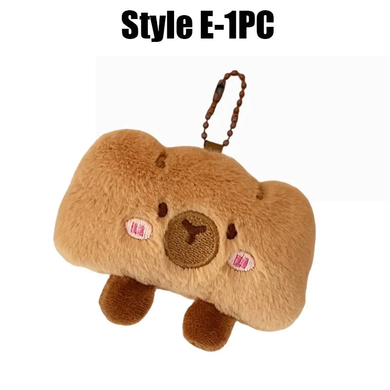 Cartoon Capybara Plush Keychain – Stuffed Croissant Pendant Plush Keychain Babs 140331-Style E-1PC