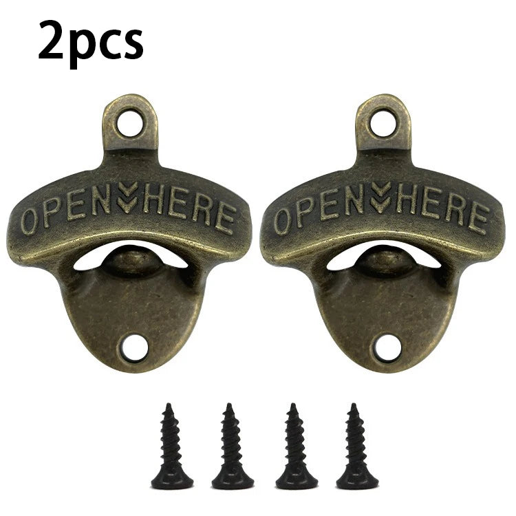 Retro Wall Mounted Beer Bottle Opener – Zinc Alloy Kitchen Decor Wall Bottle Opener Babs Bronze 2pcs