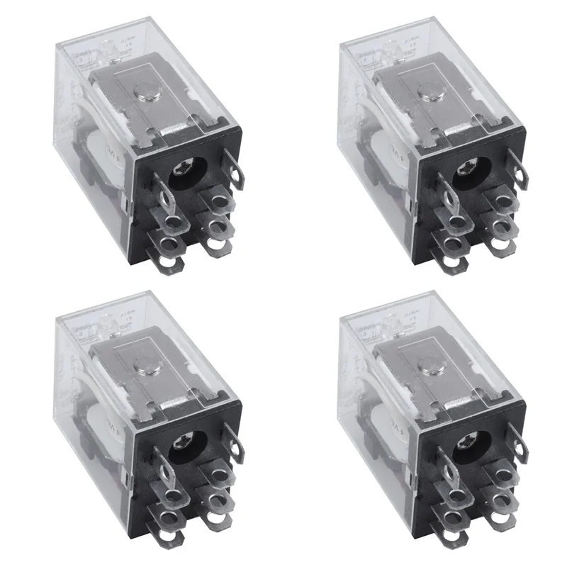 4-Pack DPDT Relay JQX-13F2Z DC 12V 10A 240VAC Electromagnetic Electromagnetic Relay Babs