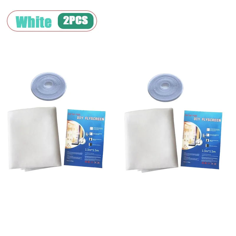 Self-Adhesive Mosquito Window Screen Net – Hook & Loop Bug Mesh Window Mosquito Screen Babs White-2PCS 130X150CM