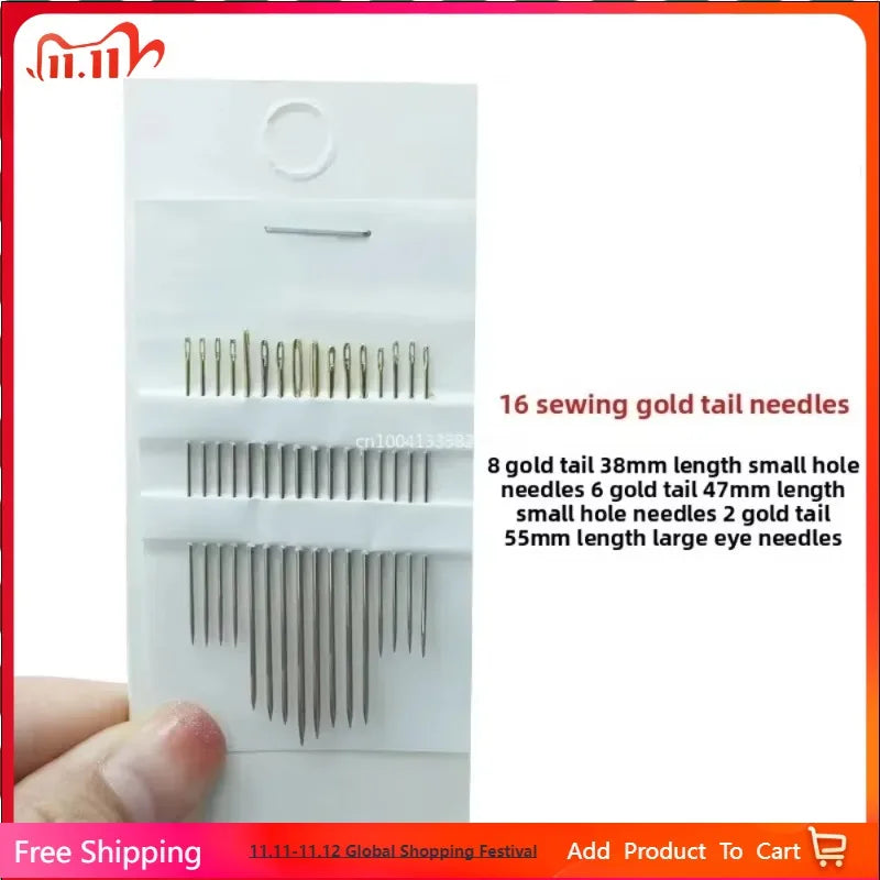 16-Piece Large Eye Hand Sewing Needles – Embroidery & Quilting Hand Sewing Needles Babs