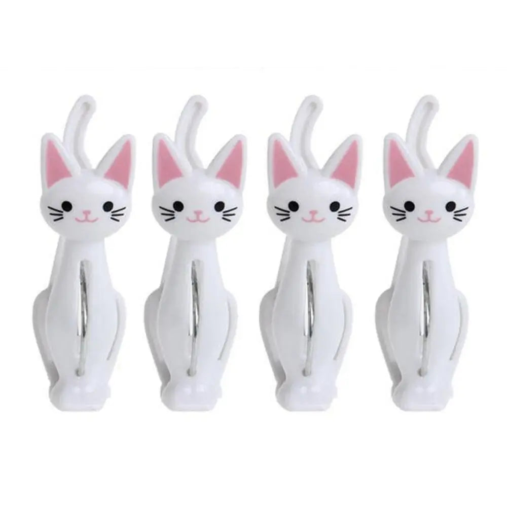 Cat Clothes Pegs – Quilt, Towel & Sheet Clips, 4 Pack Clothes Clips Babs White