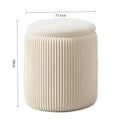 Round Storage Ottoman Pouf – Nordic Modern Fabric Footrest Stool Storage Ottoman Stool Babs White large