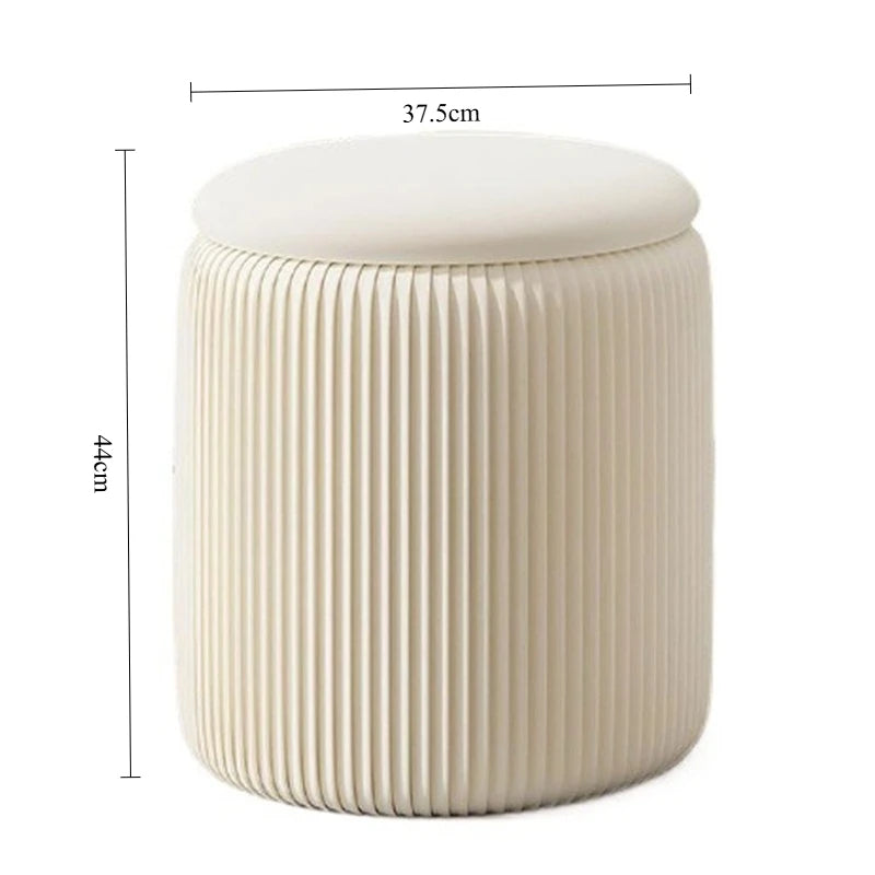 Round Storage Ottoman Pouf – Nordic Modern Fabric Footrest Stool Storage Ottoman Stool Babs White large