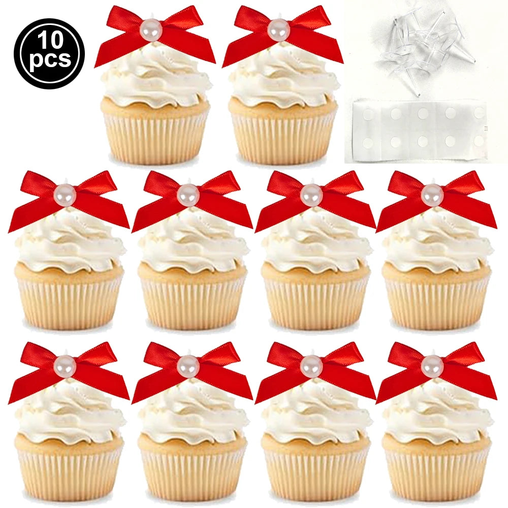 Pink Bow Cake Toppers – Birthday, Wedding & Baby Shower Cake Topper Babs Red A 10pcs