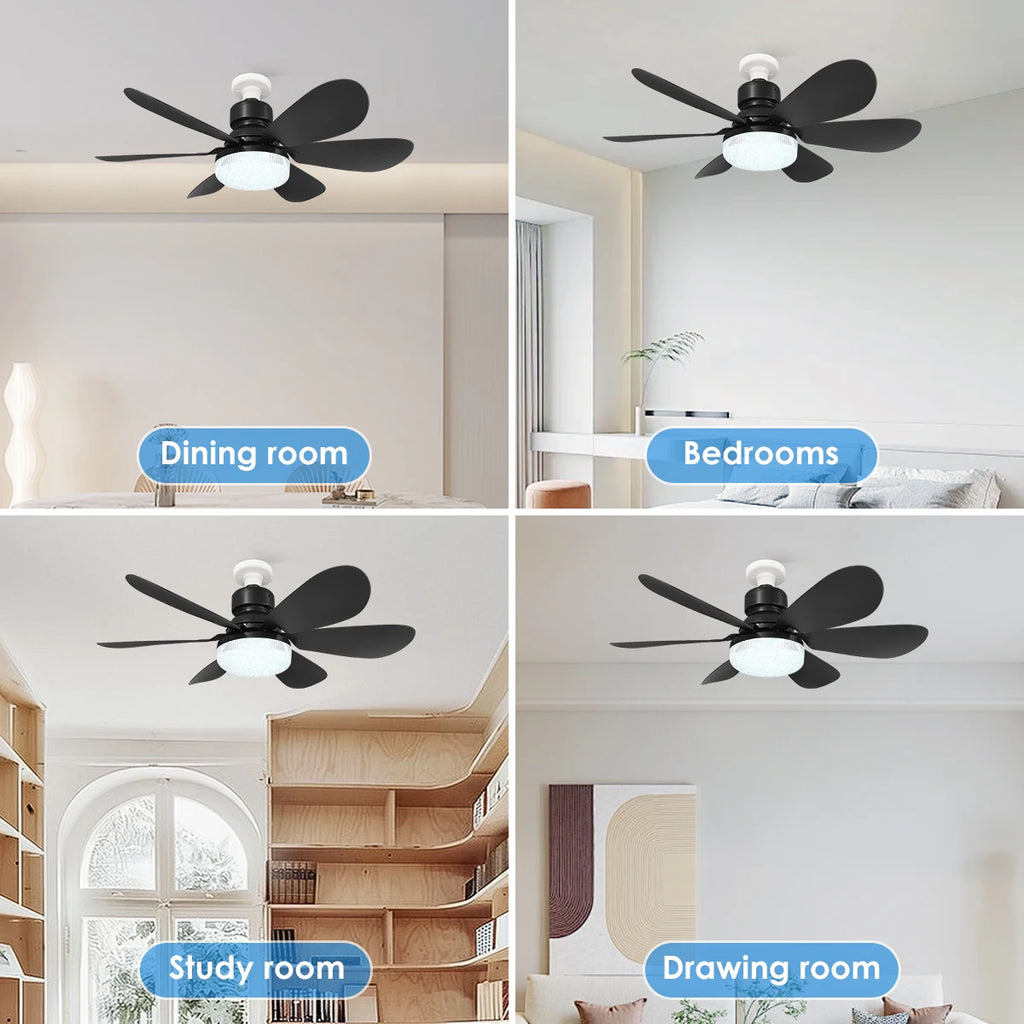 E27 Socket Ceiling Fan with LED Light & Remote Control Ceiling Fan Light Babs