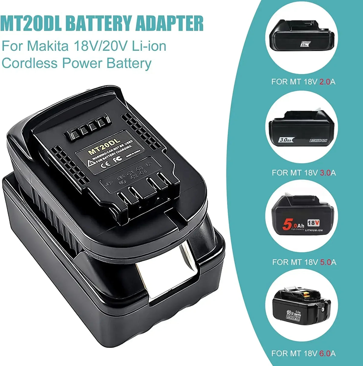 Makita to DeWalt Battery Adapter Converter MT20DL 18V–20V Battery Adapter Converter Babs