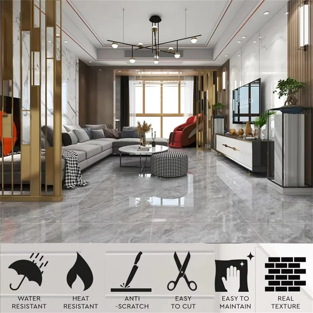 10pcs PVC Marble Tile Wall Stickers – Waterproof Self-Adhesive Decal Wall Tile Stickers Babs