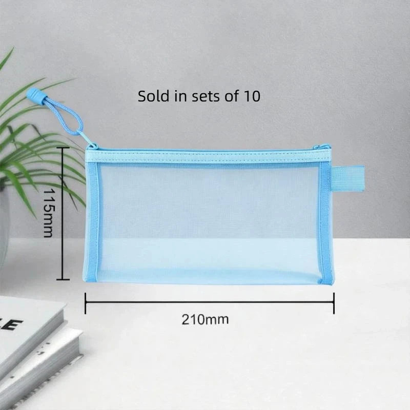 10-Pack Mesh Zipper Pencil Pouches – Clear See-Through Mesh Pencil Pouch Babs D