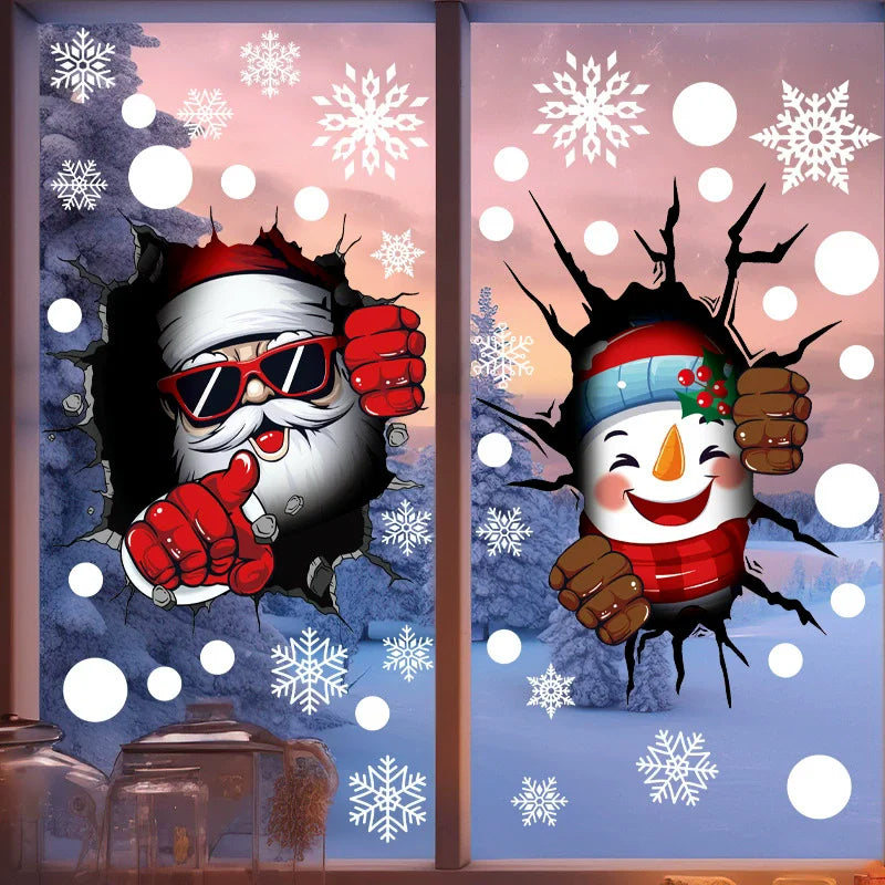 Christmas Window Stickers – Santa, Snowflakes & Elk Cling Decor Christmas Window Stickers Babs S01
