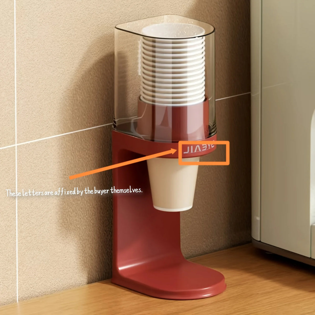 Transparent Countertop Cup Dispenser & Storage Rack Holder Cup Dispenser Rack Babs S-Red