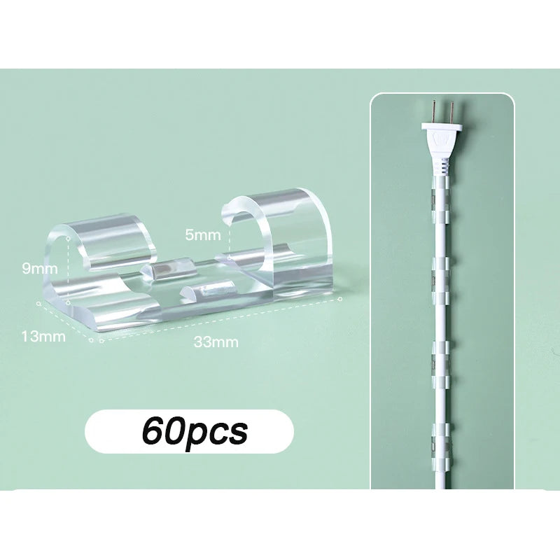 ABS Cable Organizer Clips – Desktop Cord & Wire Manager Cable Organizer Clips Babs 60pcs