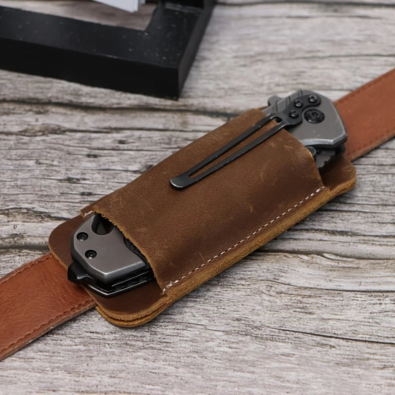 PU Leather Belt Holster – Foldable EDC Knife Waist Pouch EDC Belt Holster Babs