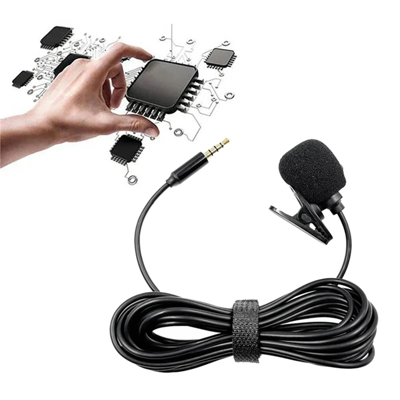 Lavalier Microphone 3.5mm Wired Condenser Mic for Phone & Laptop Lavalier Microphone Babs