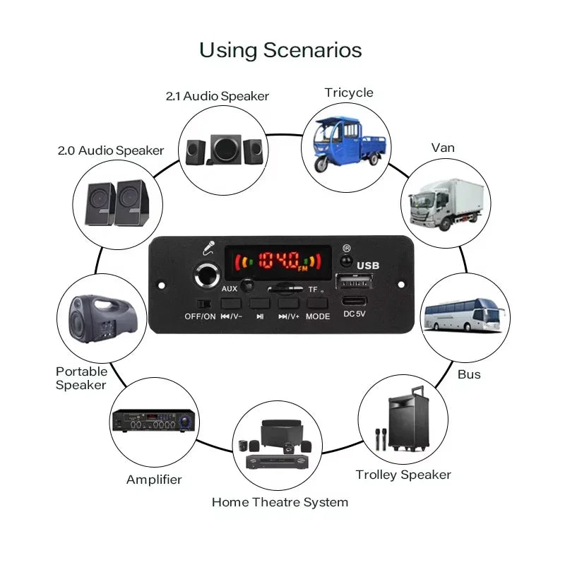 KEBIDUMEI Bluetooth 5.0 Amplifier MP3 FM Radio Decoder Board 10W Bluetooth Amplifier Board Babs