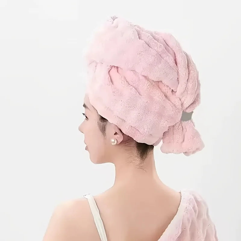 Wide-Tail Hair Towel Turban – Super Absorbent & Quick-Dry Hair Towel Turban Babs pink