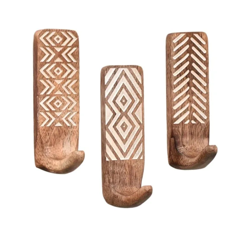 3-Pack Boho Wood Wall Hooks – Adhesive Decorative Hooks Decorative Wall Hooks Babs
