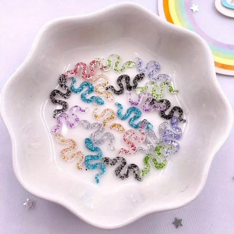 60pcs Glitter Resin Flat Back Embellishments – Nail Art & DIY Craft Embellishments Babs
