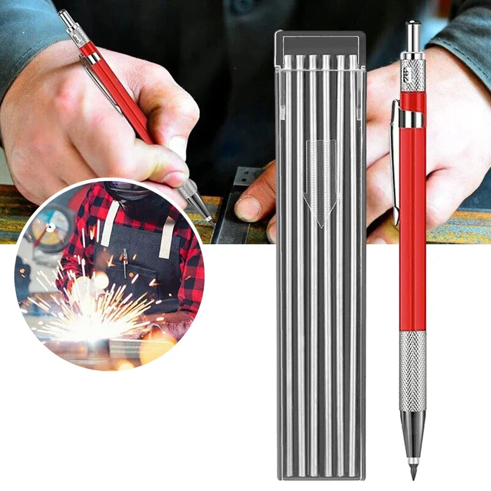 Mechanical Welder's Metal Marker Pencil + 12 Silver Refills Metal Marker Pencil Babs