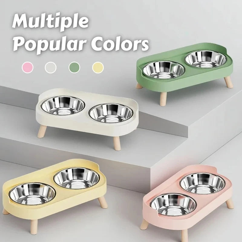 Elevated Pet Feeder – Dual Stainless Steel Bowls & Colorful Stand Elevated Pet Feeder Babs