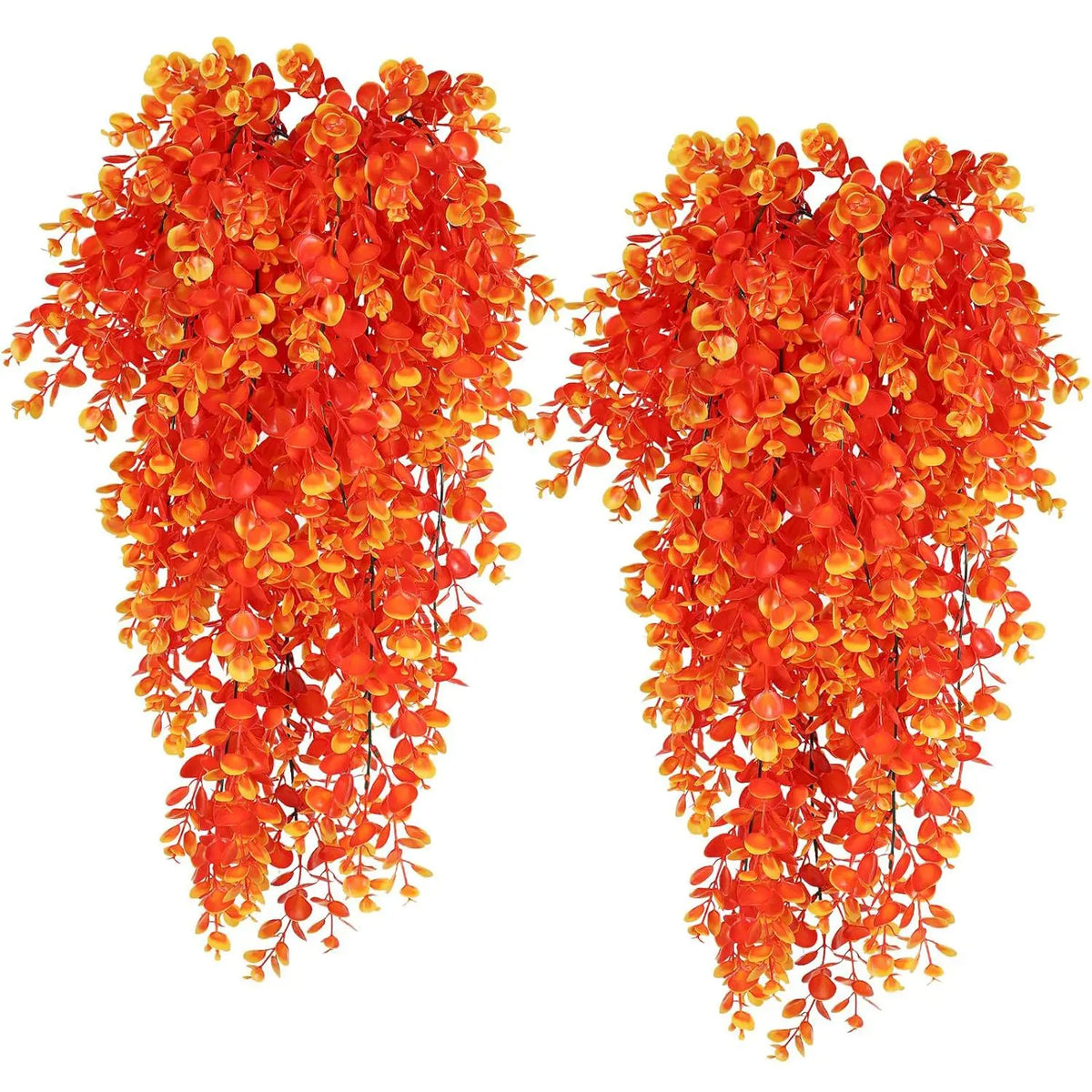 Artificial Fern Vine UV-Resistant Wall Hanging Garden Decor Artificial Plant Vine Babs Orange 1pc