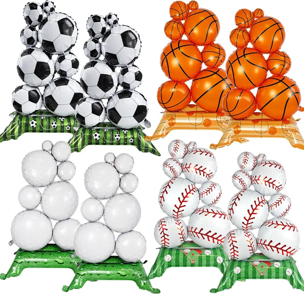 Giant 1M Self-Standing Sports Ball Foil Balloons | 1-2 Pack Party Foil Balloon Babs