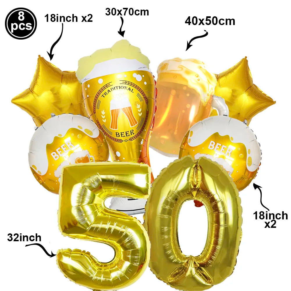 50th Birthday Party Tableware Set – Black & Gold