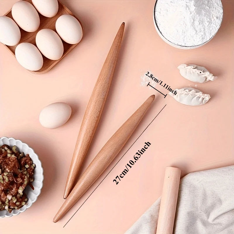 Wooden Pointed Rolling Pin – Dumpling & Dough Baking Tool Wooden Rolling Pin Babs