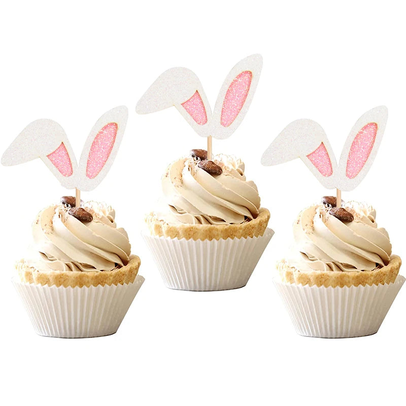 12pcs Easter Bunny Ears Cupcake Toppers & Cake Food Picks Cupcake Toppers Babs