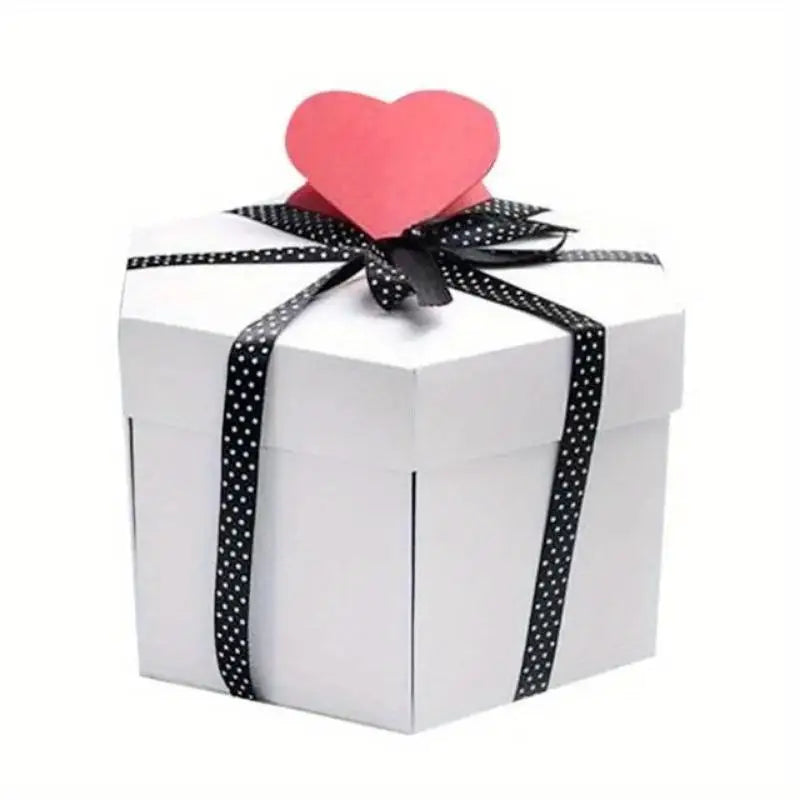 Surprise Explosion Photo Album Scrapbook Box – Keepsake Gift Explosion Gift Box Babs White