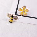 Flower & Bee Asymmetric Zircon Stud Earrings | Fashion Jewelry Zircon Stud Earrings Babs 1pair
