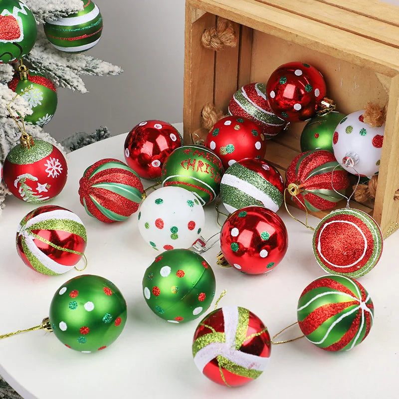 6-Pack 6cm Christmas Ball Ornaments – Red & Green Xmas Tree Decor Christmas Tree Ornaments Babs