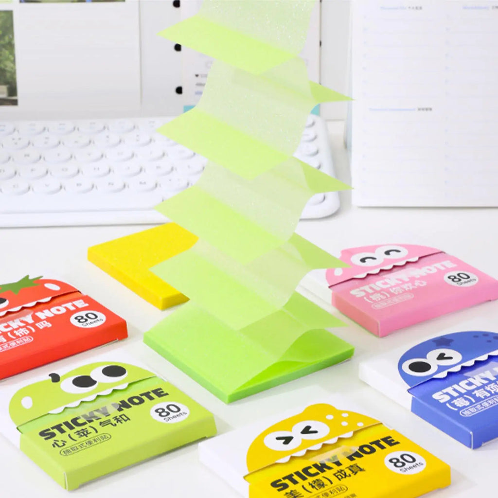 Pearlescent Transparent Pull-Type Sticky Note Memo Pads – Set of 6 Sticky Memo Pad Set Babs